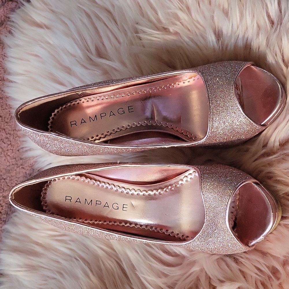 Brand New RAMPAGE Open Toe PINK SPARKLY Stiletto Heels- 6.5